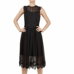 Ted Baker Black Lace-Trim Midi Dress